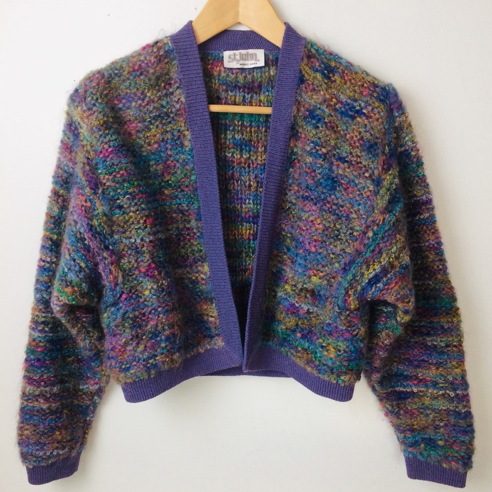 ST JOHN Vintage Mohair Knit Cardigan Sweater Sm
